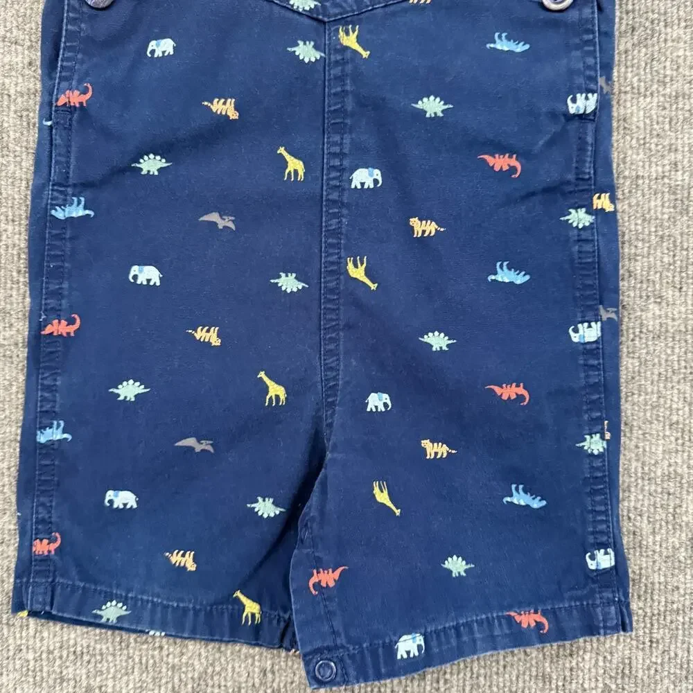 Carters Baby Boys Dinosaur Print Shortalls Size 18 Months Navy Overalls Romper